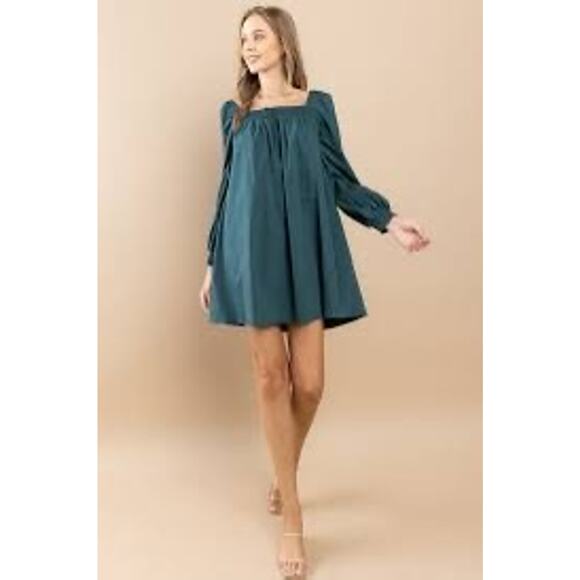 MSRP $49 NWT Aiblee Smocked On-Off shoulder Mini Dress Dress Size M - Picture 1 of 7